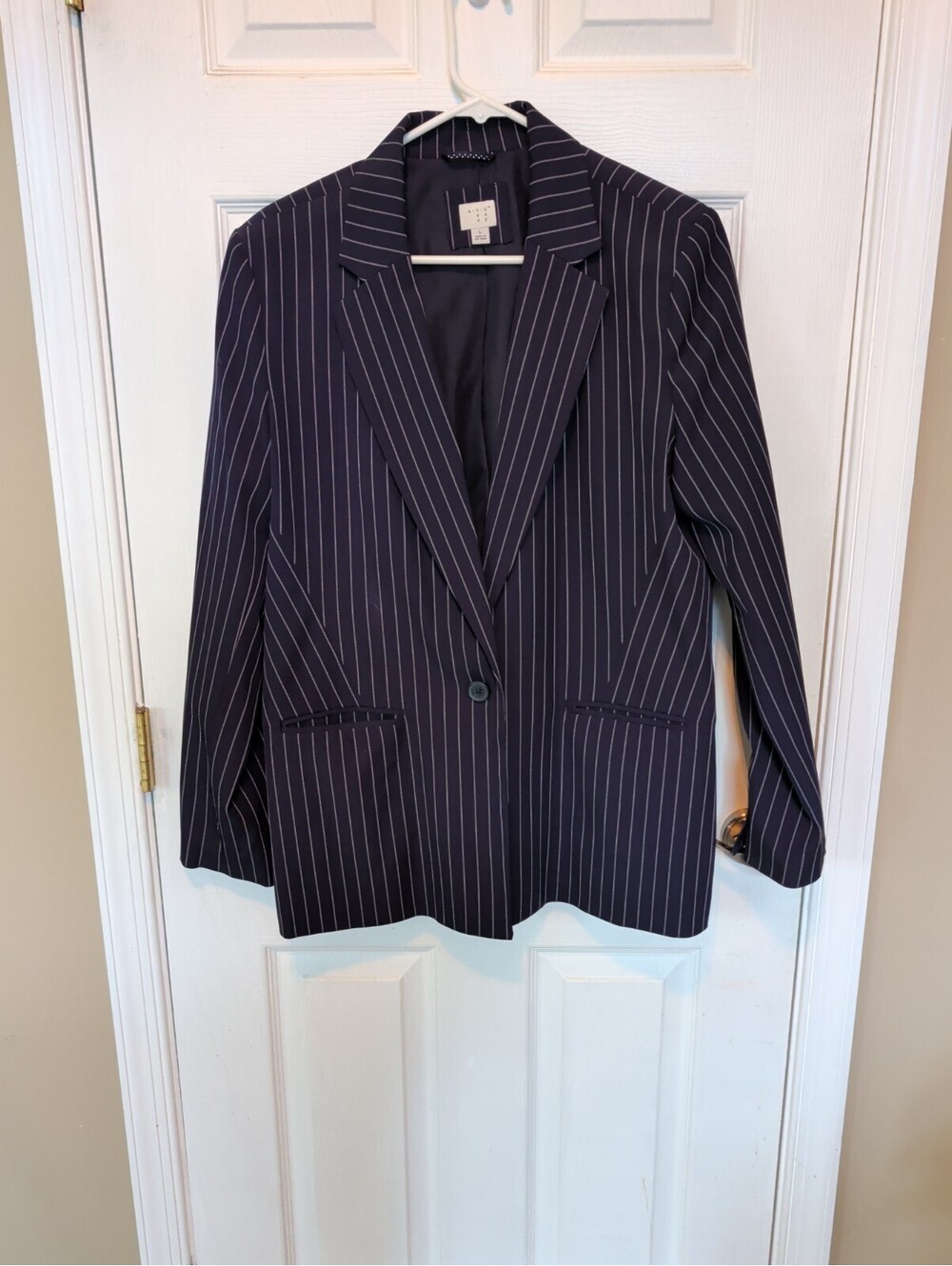 A New Day Womens Navy Pinstripe Blazer Size Large